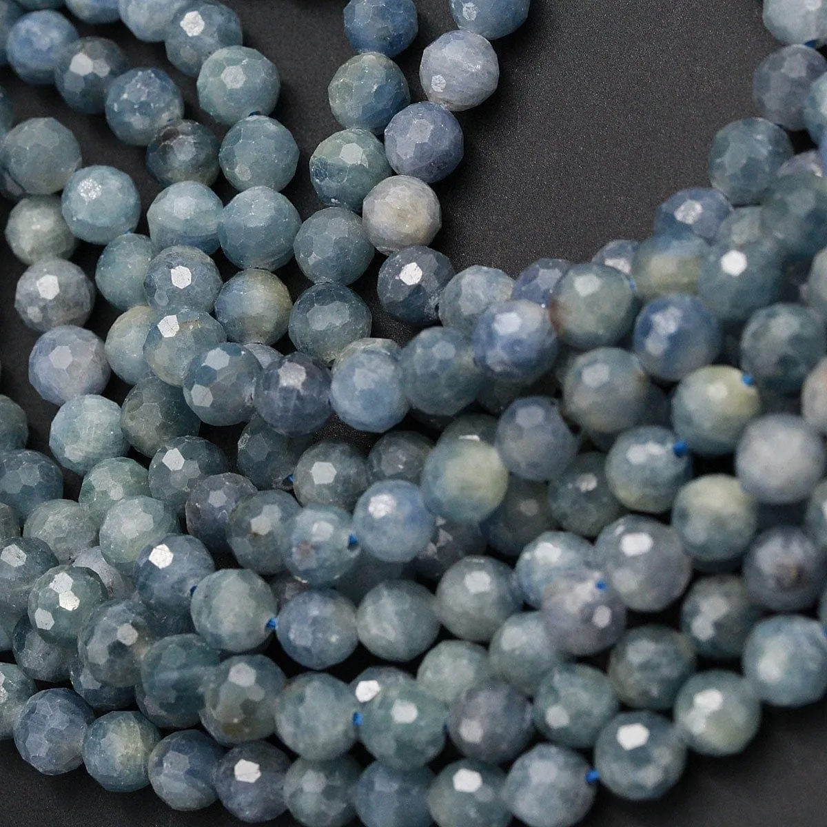 A Grade Genuine Natural Blue Sapphire Faceted 3mm 6mm 7mm 8mm 10mm Round Beads Organic 100% Natural Gemstone 16" Strand