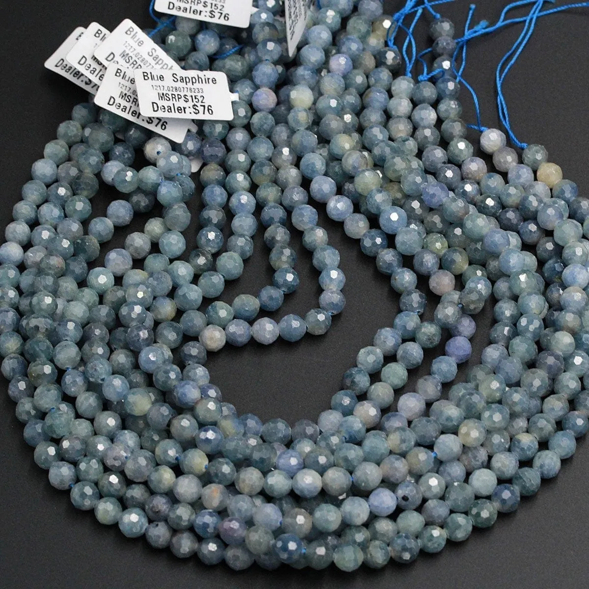 A Grade Genuine Natural Blue Sapphire Faceted 3mm 6mm 7mm 8mm 10mm Round Beads Organic 100% Natural Gemstone 16" Strand