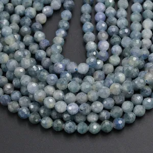 A Grade Genuine Natural Blue Sapphire Faceted 3mm 6mm 7mm 8mm 10mm Round Beads Organic 100% Natural Gemstone 16" Strand