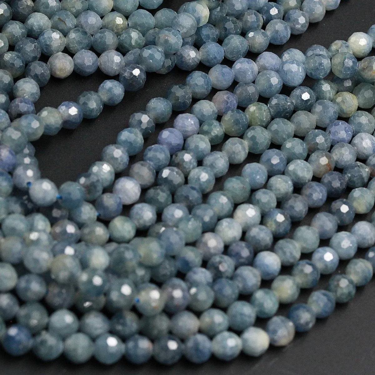 A Grade Genuine Natural Blue Sapphire Faceted 3mm 6mm 7mm 8mm 10mm Round Beads Organic 100% Natural Gemstone 16" Strand