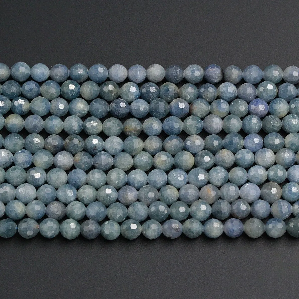 A Grade Genuine Natural Blue Sapphire Faceted 3mm 6mm 7mm 8mm 10mm Round Beads Organic 100% Natural Gemstone 16" Strand