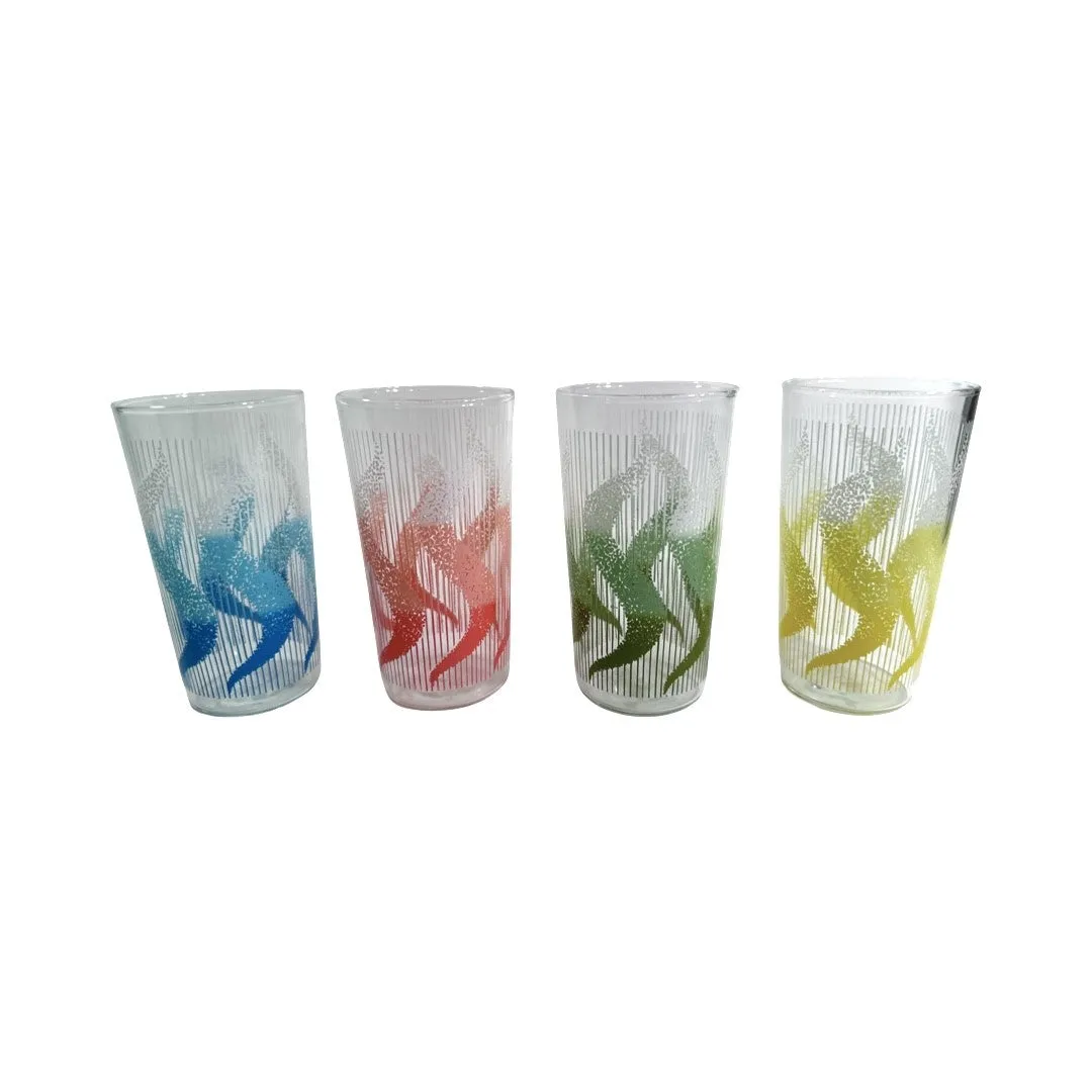 Anchor Hocking Mid-Century Rainbow Swirl Glasses (Set of 4)