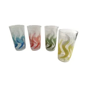 Anchor Hocking Mid-Century Rainbow Swirl Glasses (Set of 4)