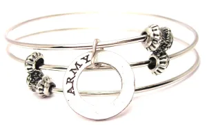 Army Affirmation Ring Triple Style Expandable Bangle Bracelet