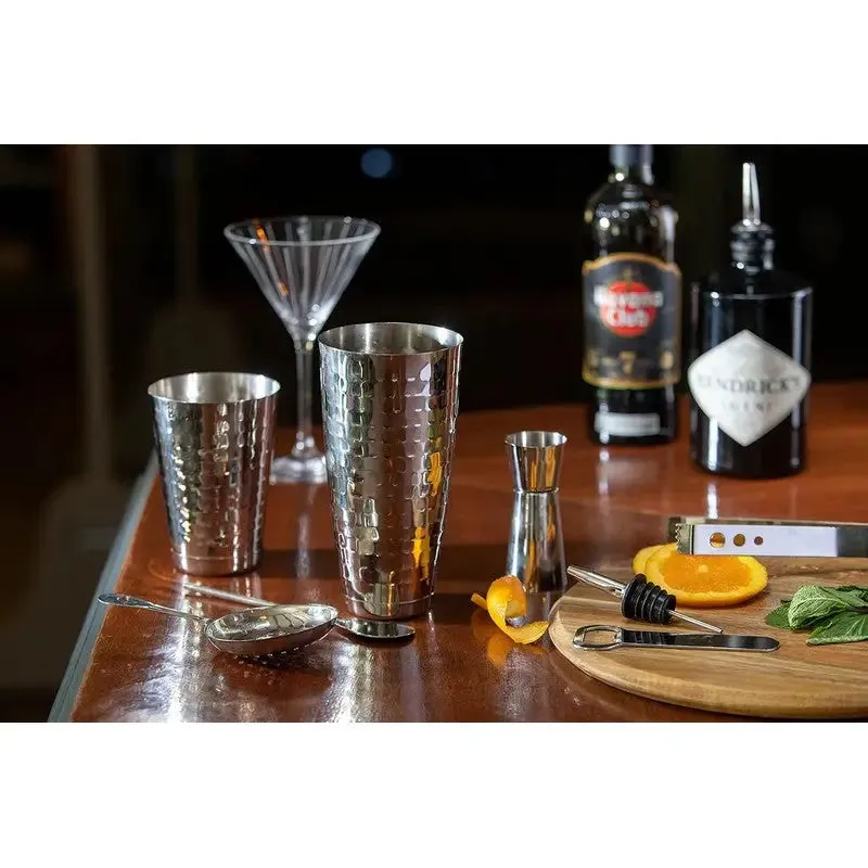 BarCraft 8-Piece Boston Cocktail Maker Set with Hammered Finish