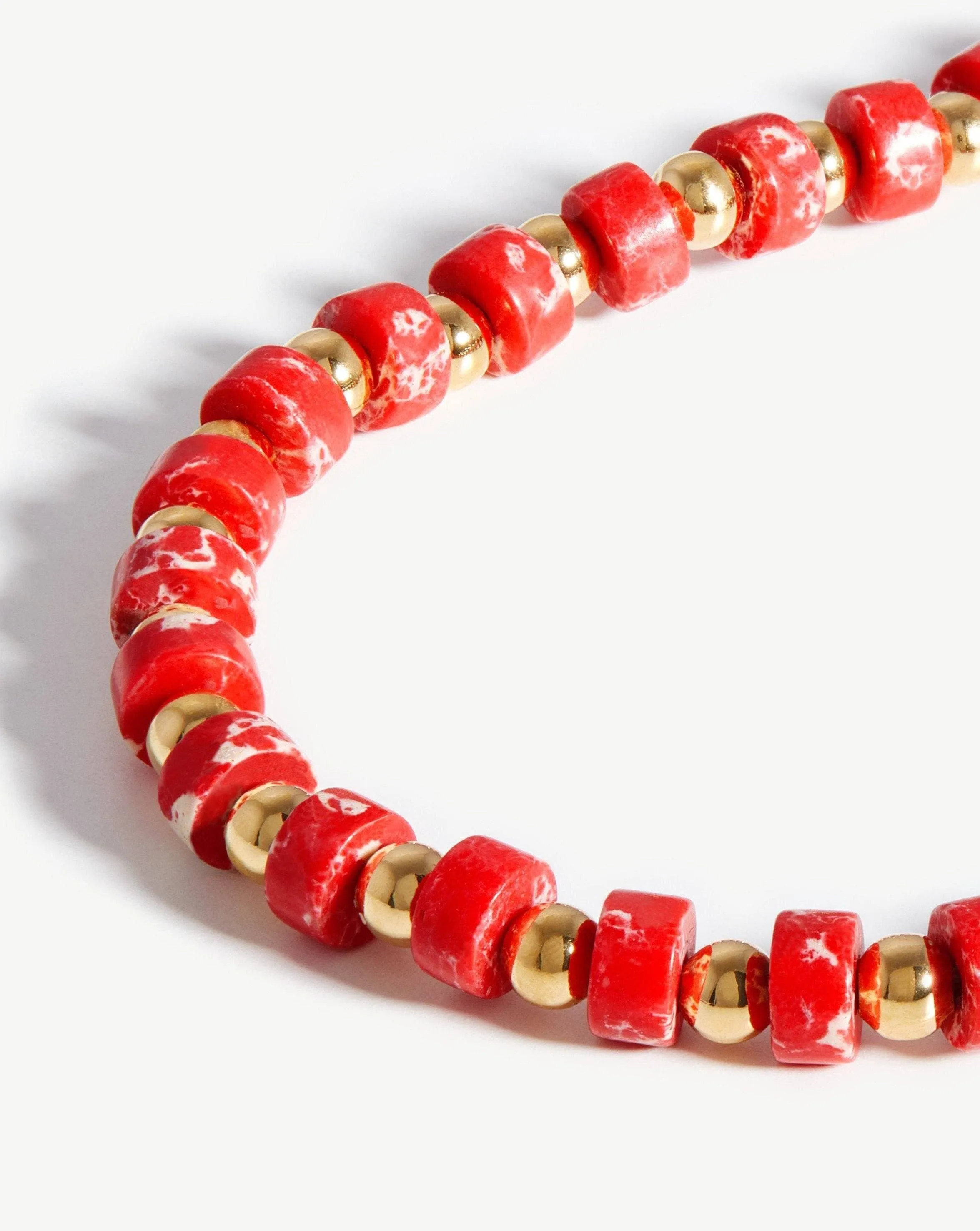 Beaded Bracelet | 18ct Gold Plated/Red Imperial Jasper