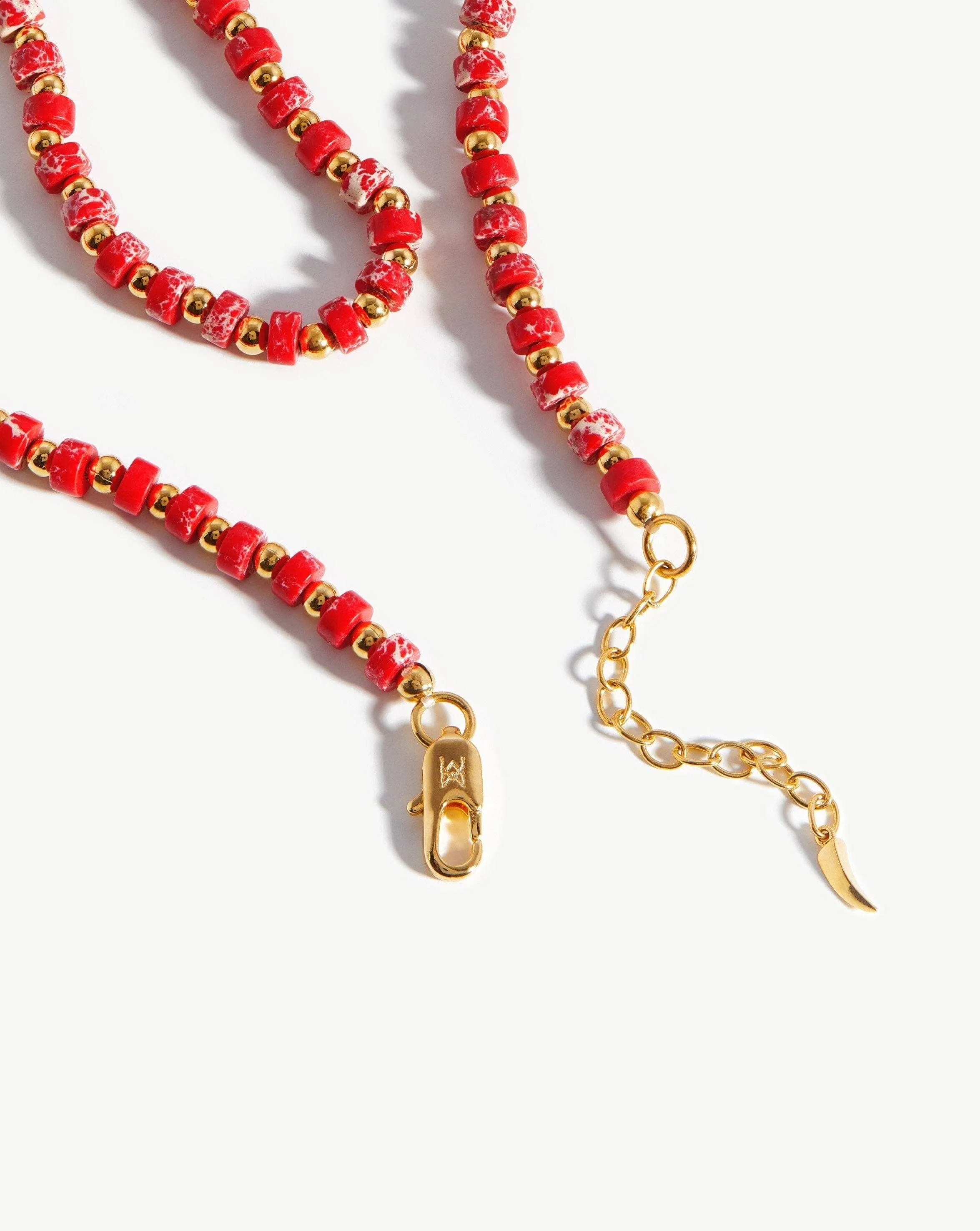 Beaded Bracelet | 18ct Gold Plated/Red Imperial Jasper