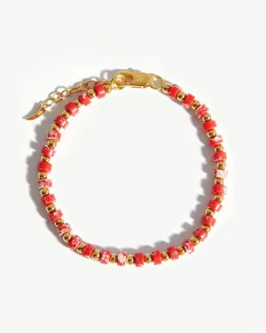 Beaded Bracelet | 18ct Gold Plated/Red Imperial Jasper