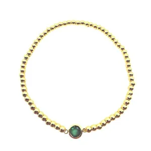 Beaded Bracelet With Bezel Stone: Green (BG6465G)