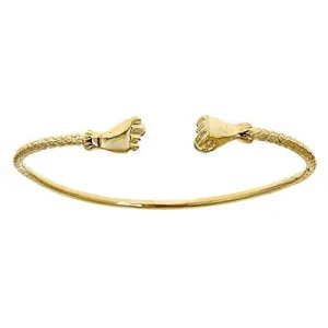 Better Jewelry 14K Yellow Gold West Indian Bangle w. Fist Ends, 1 piece