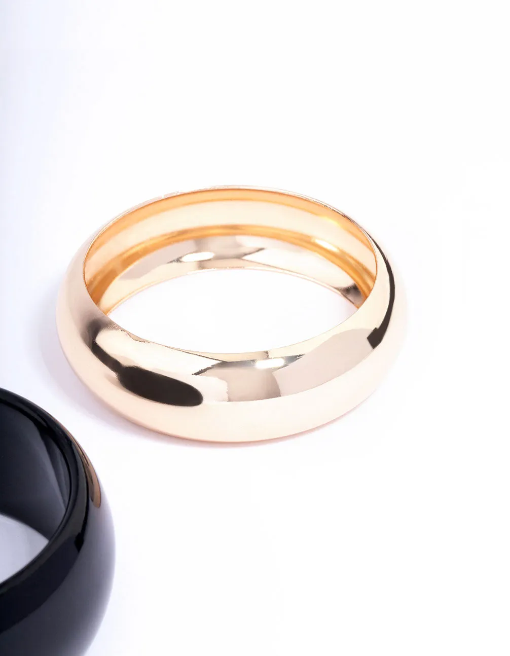 Black Statement Thick Bangle Pack