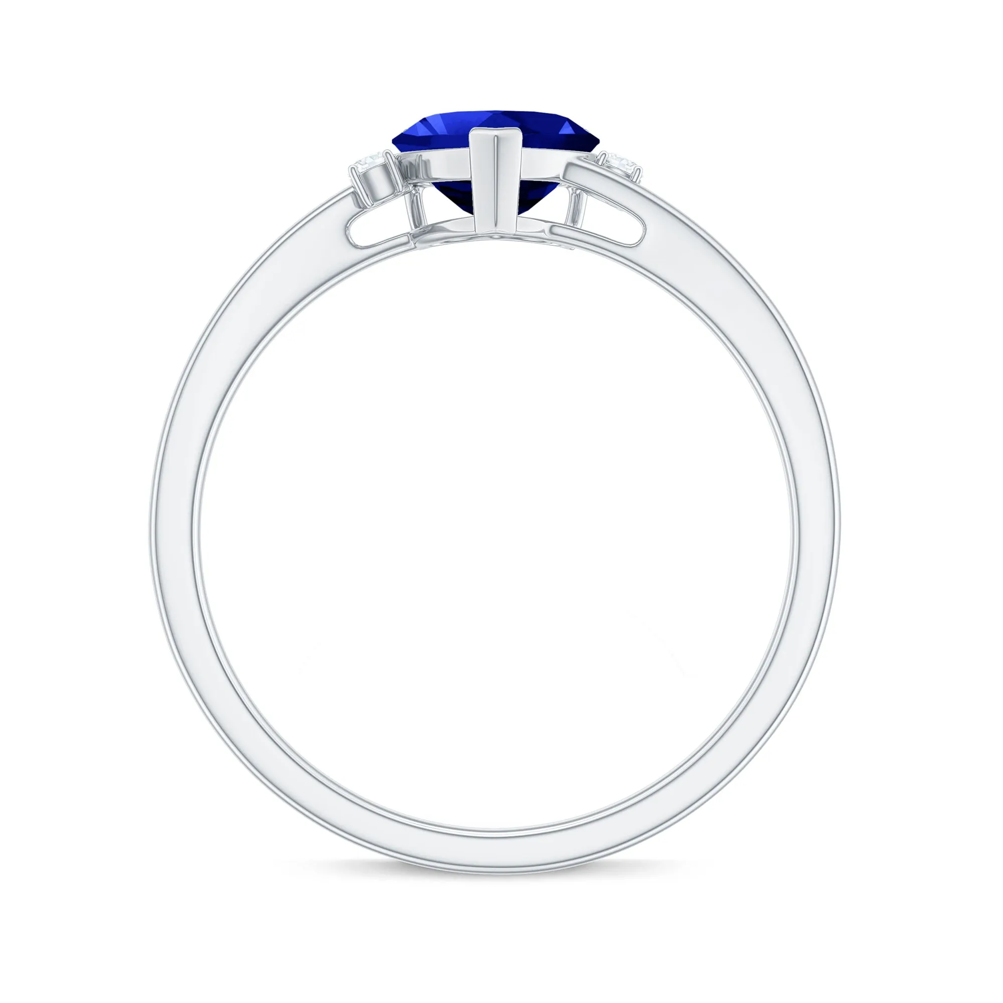 Certified Lab Grown Blue Sapphire Minimal Heart Solitaire Promise Ring