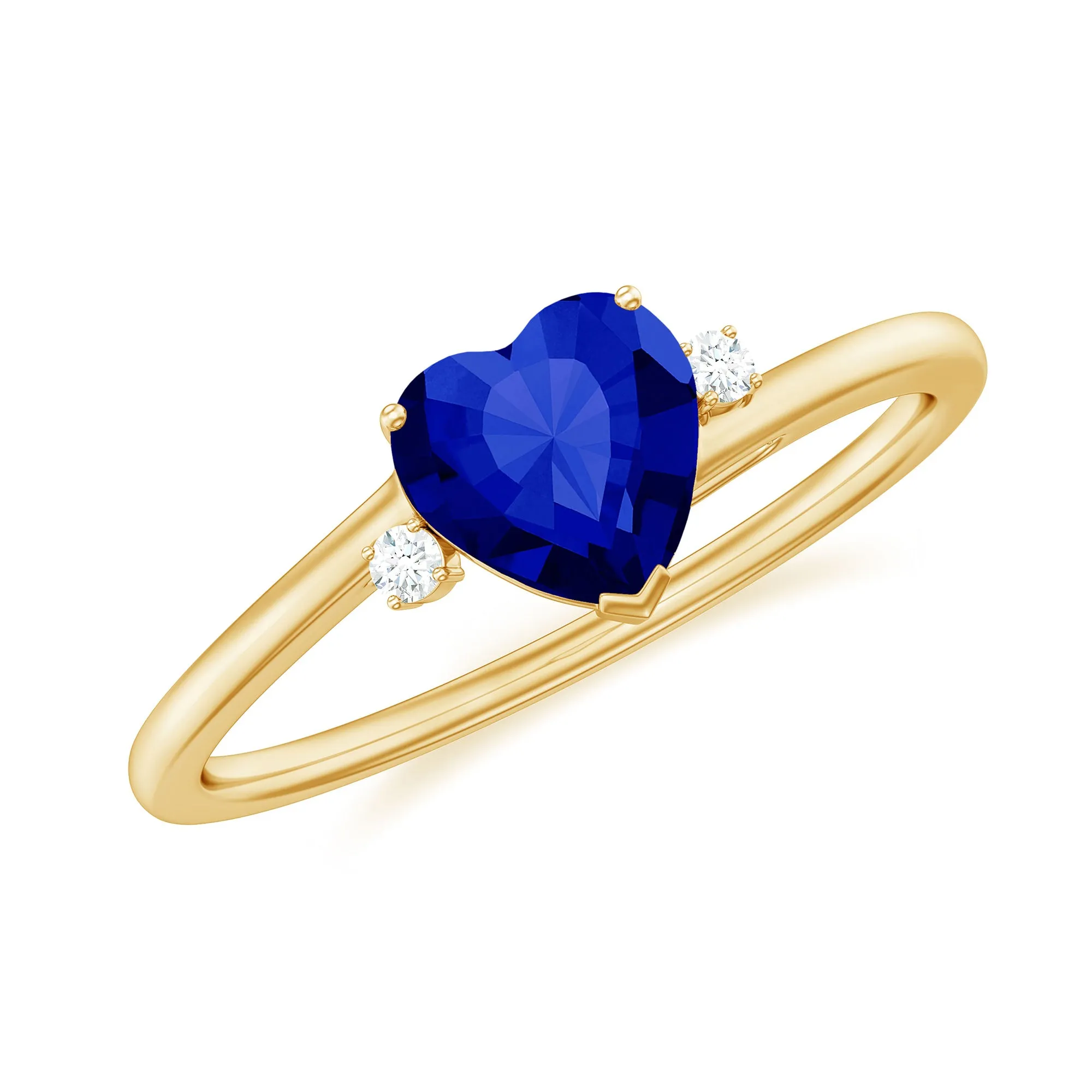 Certified Lab Grown Blue Sapphire Minimal Heart Solitaire Promise Ring