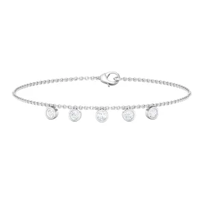 Chain Charm Bracelet with 0.50 CT Round Shape Moissanite in Bezel Setting