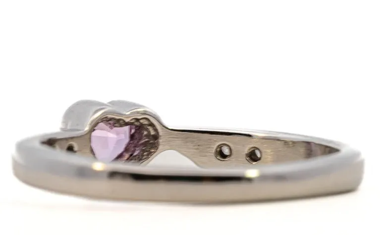 Charming White Gold Heart-Shaped Synthetic Pink Sapphire Ring