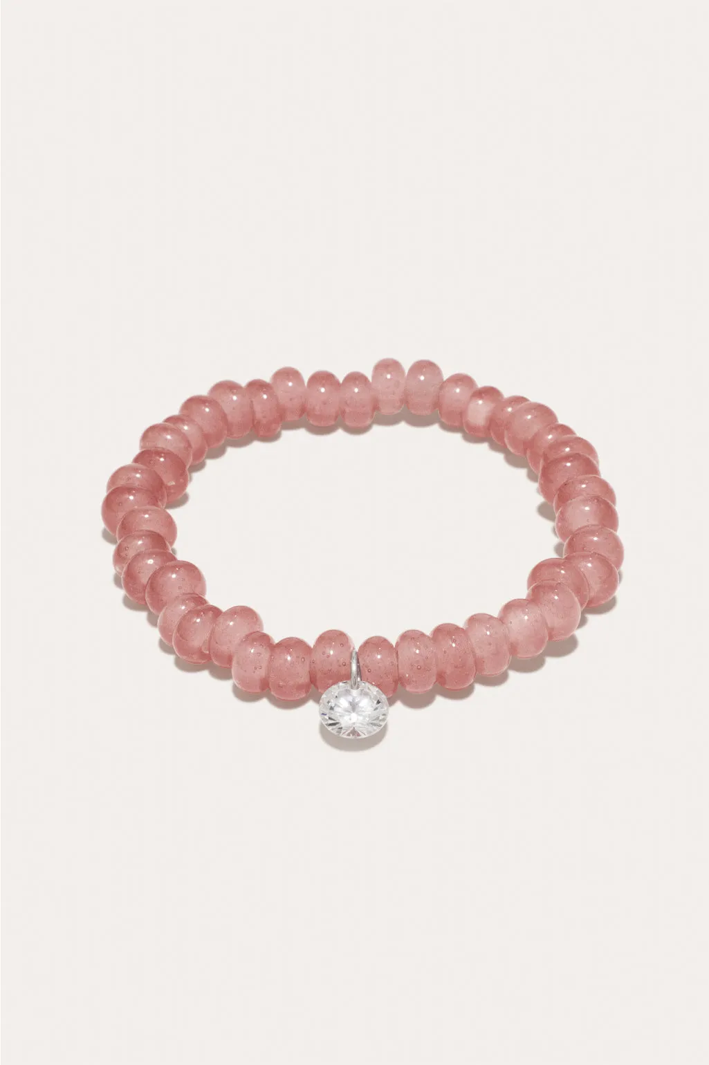 Chutes - Zirconia and Recycled Pink Glass Bead Bracelet