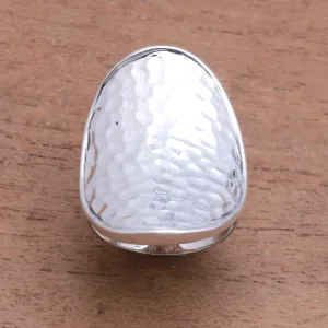 Contemporary Balinese Cocktail Ring in Sterling Silver - Arching Symmetry | NOVICA