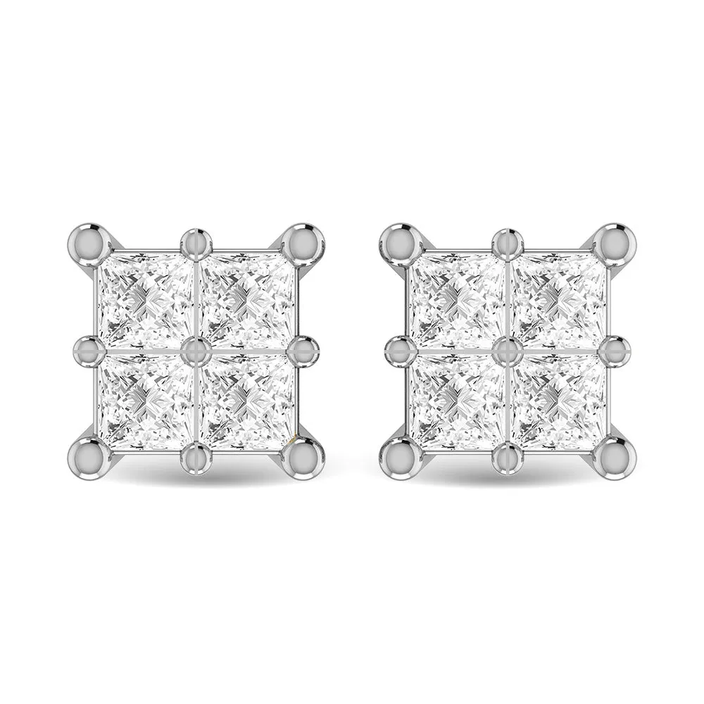 Diamond 1/4 Ct.Tw. Princess Cut Fashion Earrings in 14K White Gold