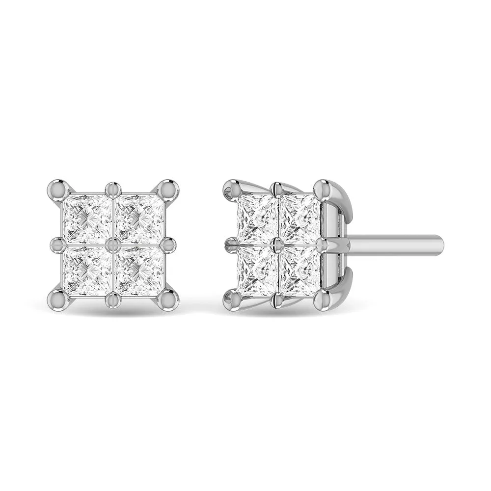 Diamond 1/4 Ct.Tw. Princess Cut Fashion Earrings in 14K White Gold