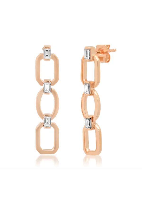 Diamond Baguette Flat Link Earring