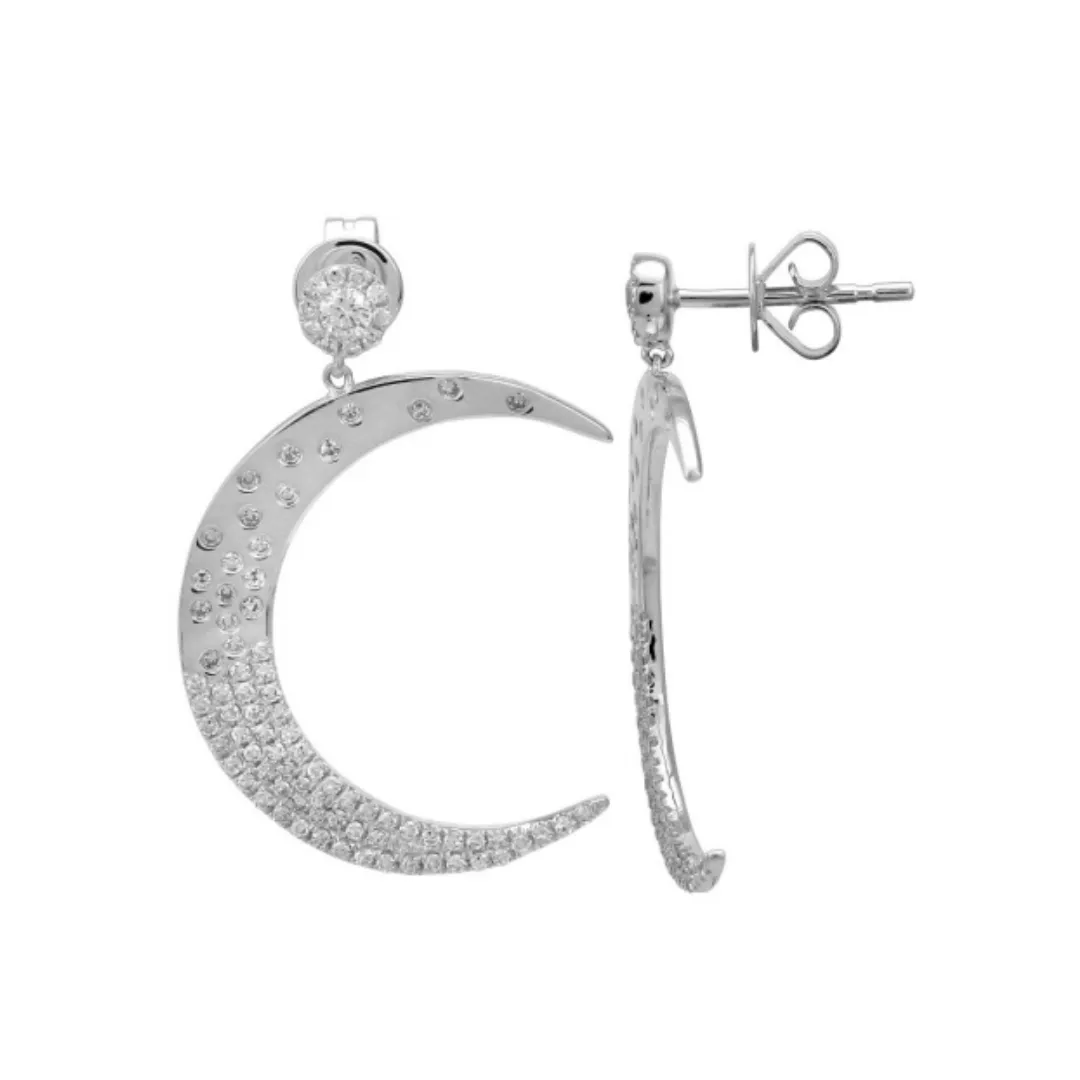 DIAMOND CRESCENT MOON DROP EARRINGS