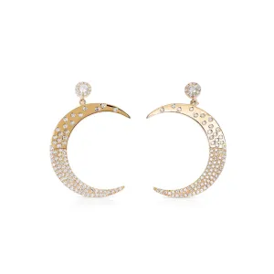 DIAMOND CRESCENT MOON DROP EARRINGS