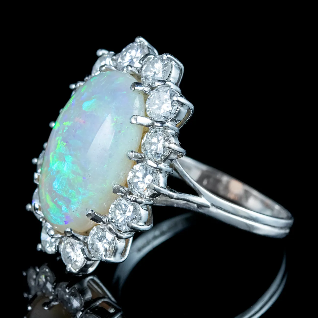 Edwardian Style Opal Diamond Cocktail Ring 10ct Opal