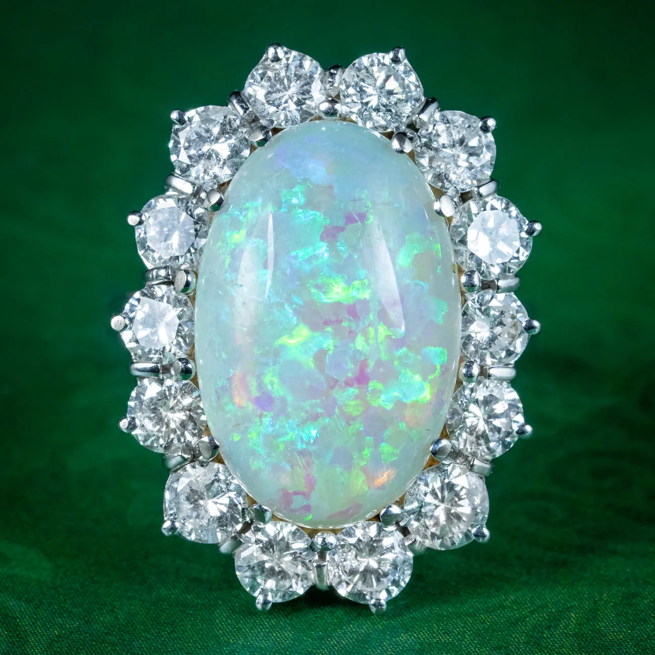 Edwardian Style Opal Diamond Cocktail Ring 10ct Opal