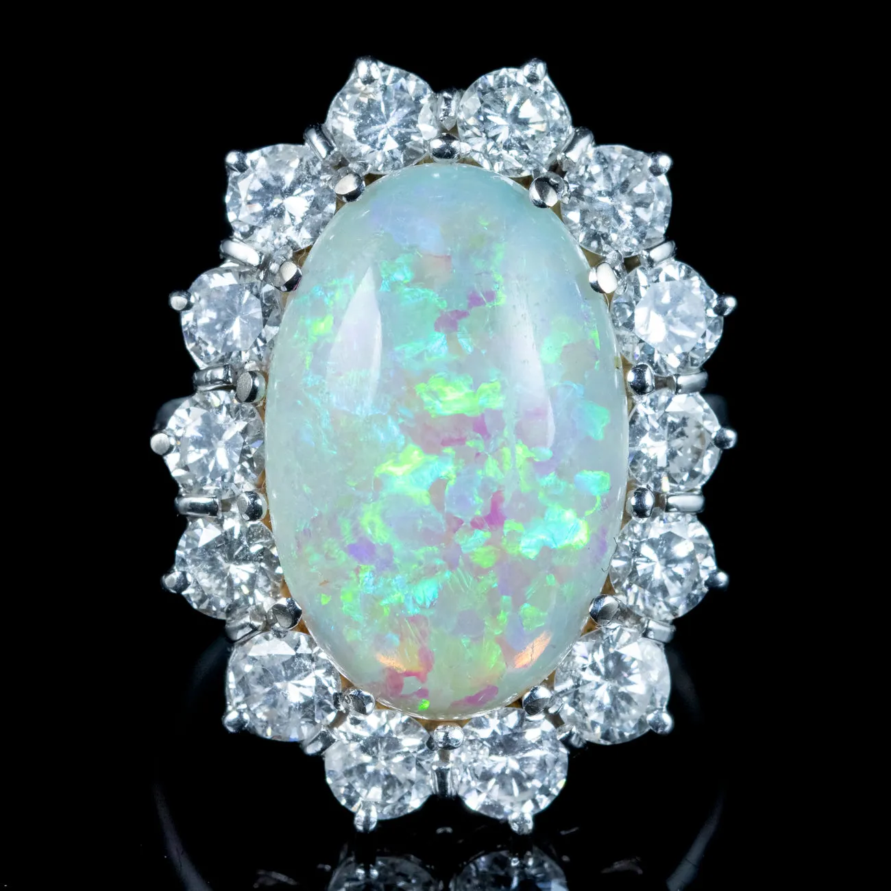 Edwardian Style Opal Diamond Cocktail Ring 10ct Opal