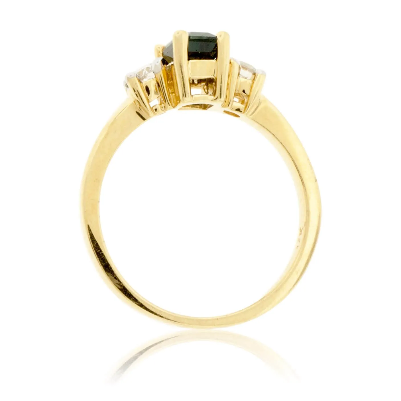 Emerald-Cut Blue Sapphire & Diamond Three Stone Ring