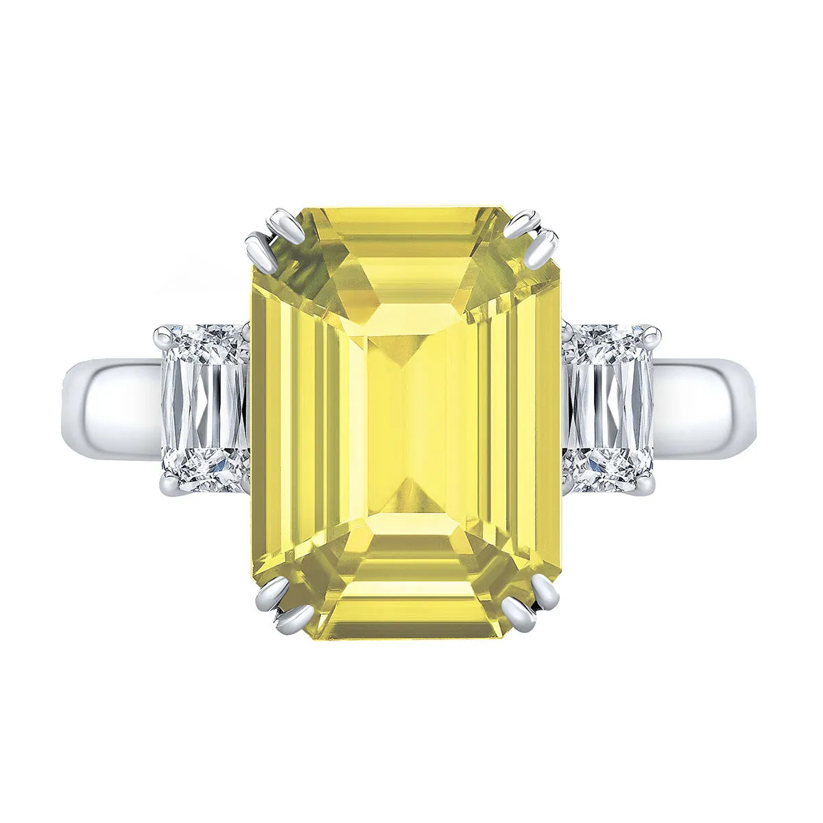 Emerald-cut Sapphire Ring with Ashoka Diamonds