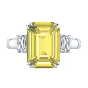 Emerald-cut Sapphire Ring with Ashoka Diamonds