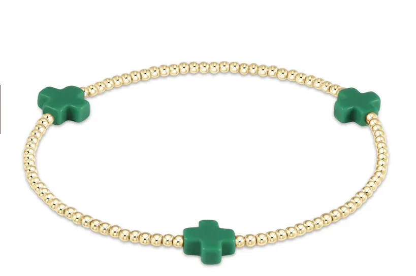 Enewton - Signature Cross Gold Small 2mm Bracelet - Emerald