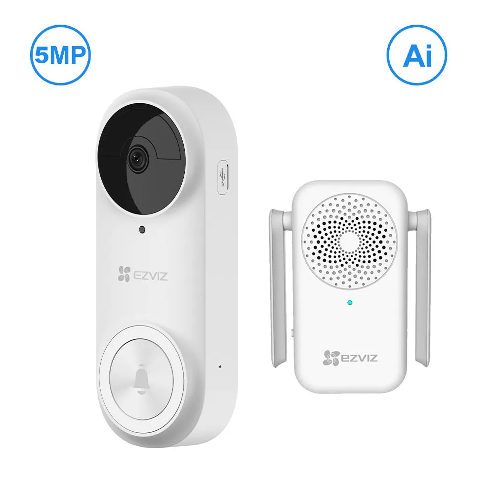 EZVIZ DB2 PRO 2K Battery-Powered Video Doorbell Kit | Multiple Ringtones Available, Anti-Tamper Alarm, Wi-Fi Chime Included