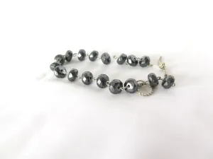 Faceted Hematite Bracelet, Chunky gunmetal Hematite Tennis Bracelet