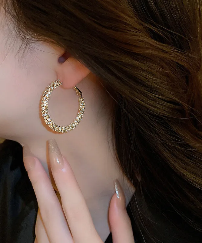 Fashion Gold Copper Zircon Hoop Earrings ZZ023