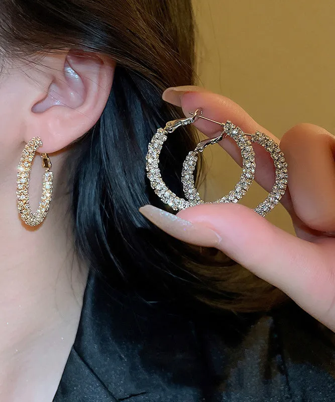 Fashion Gold Copper Zircon Hoop Earrings ZZ023