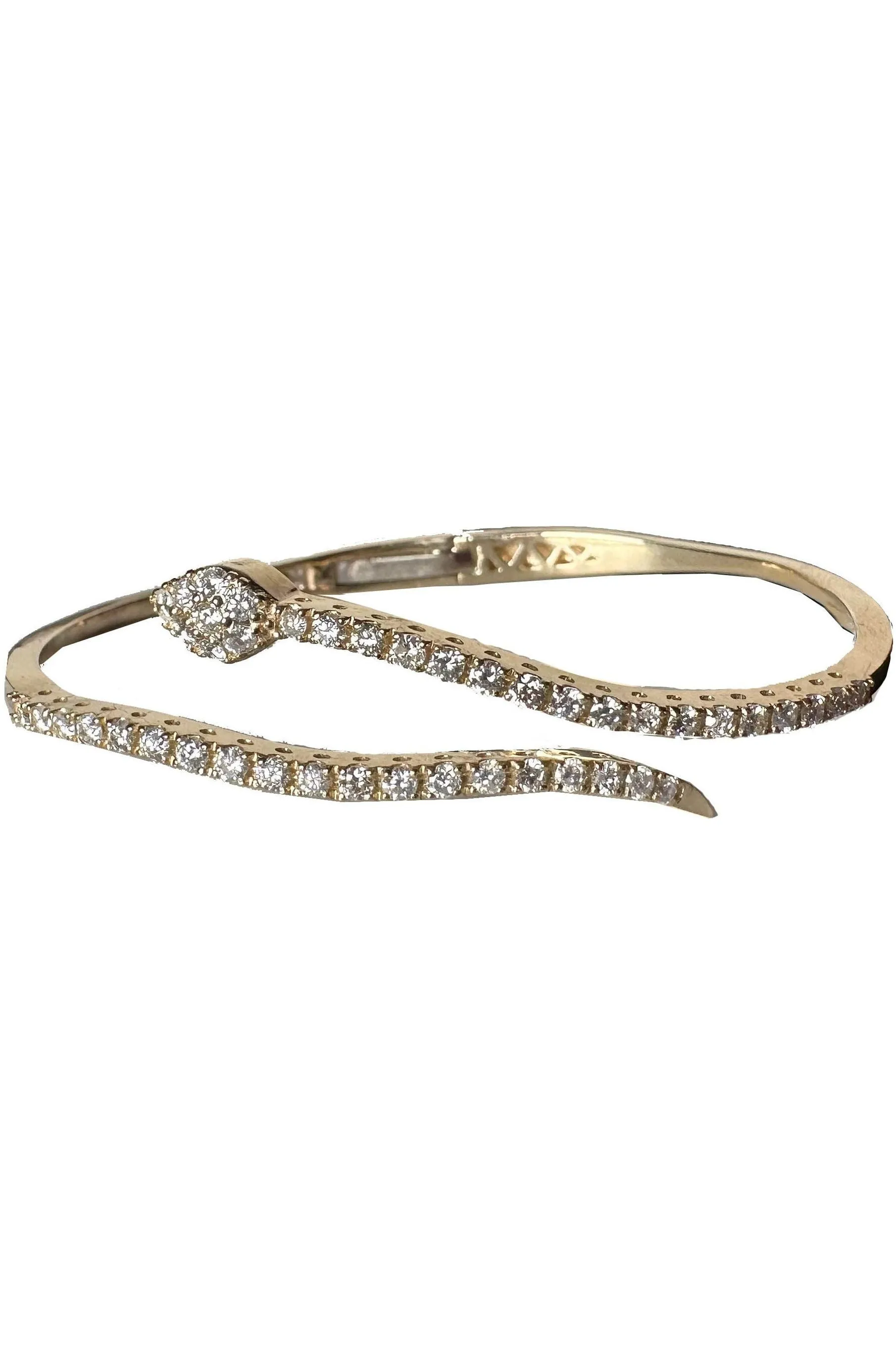 FC Creations Bracelet 14K Gold Diamond Snake Bangle | Yellow Gold 1.35 Carats