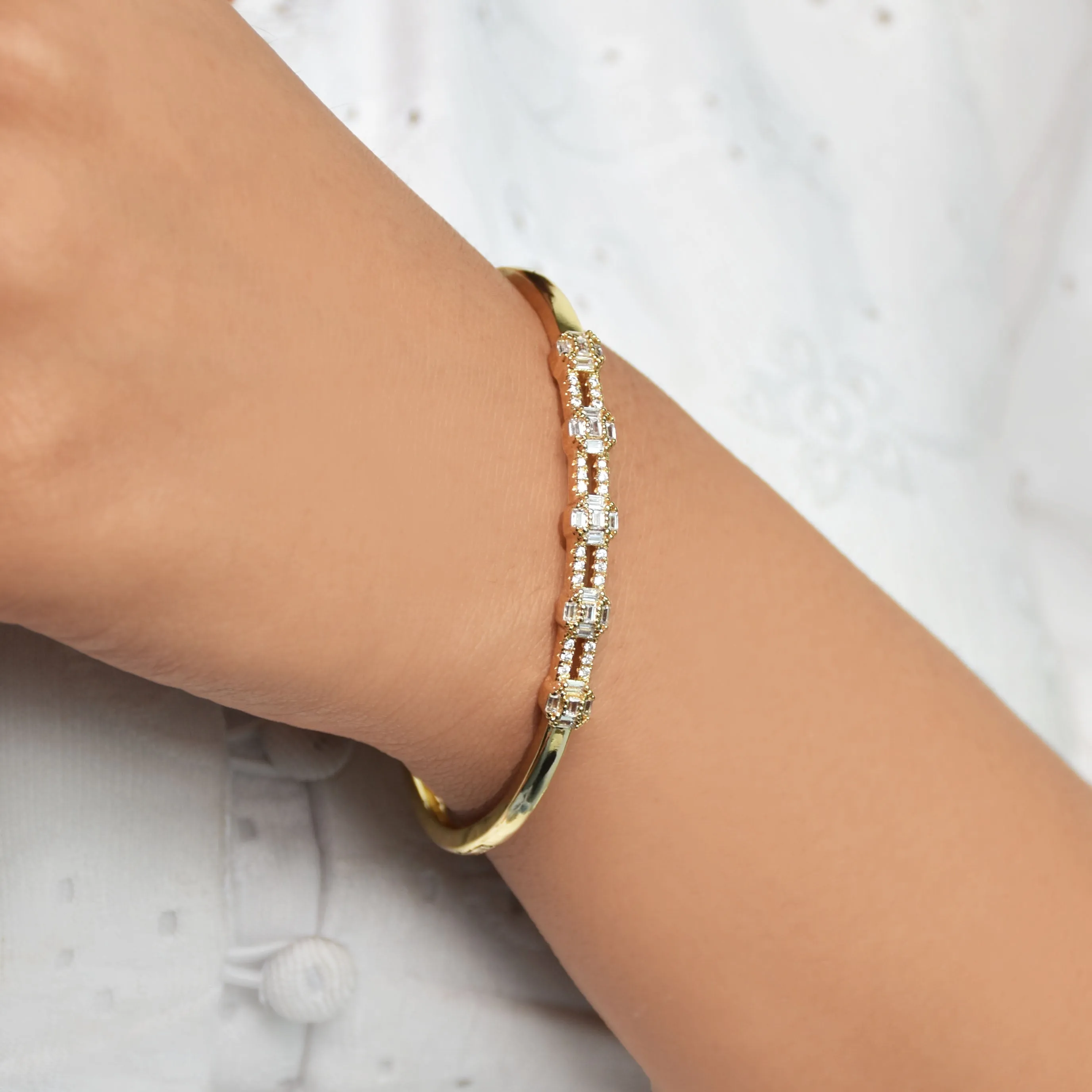 Five Baguette Studded Bangle