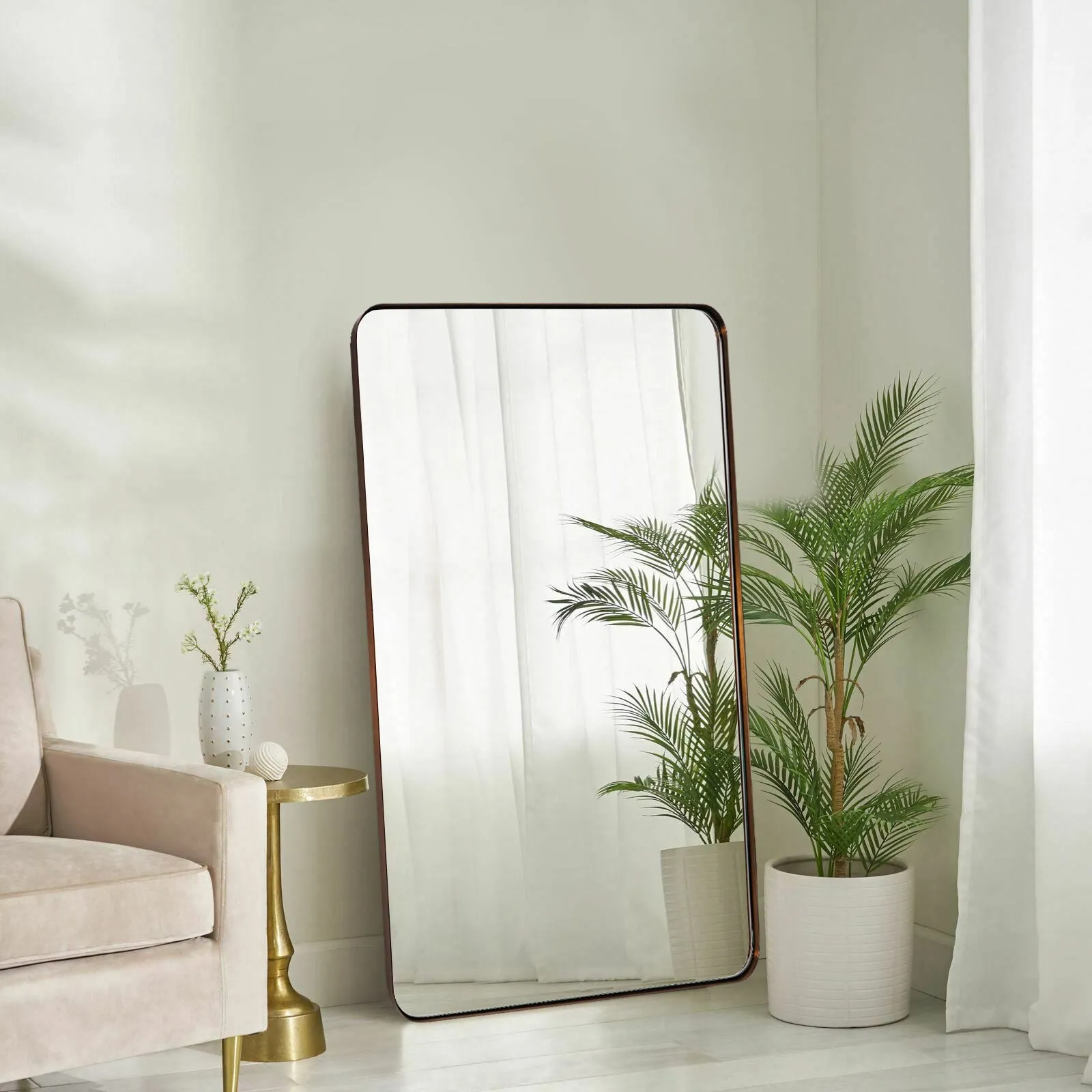 Full Length Mirror for Wall Full Body Rectangle Long Vanity Mirror | Stainless Steel Frame