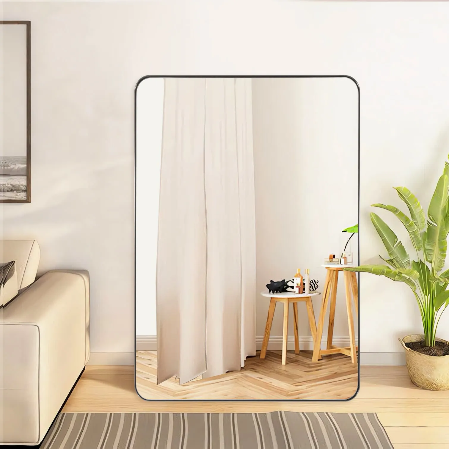 Full Length Mirror for Wall Full Body Rectangle Long Vanity Mirror | Stainless Steel Frame