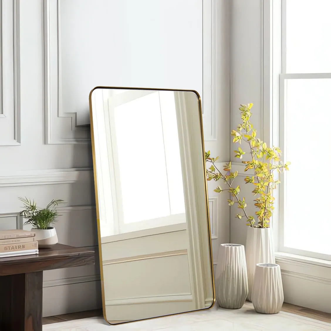 Full Length Mirror for Wall Full Body Rectangle Long Vanity Mirror | Stainless Steel Frame