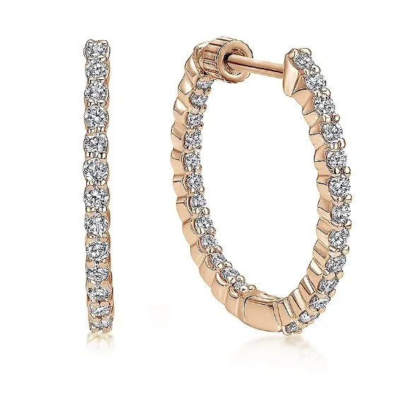 Gabriel & Co. 0.50 Carat "Inside & Out" Diamond Hoop Earrings