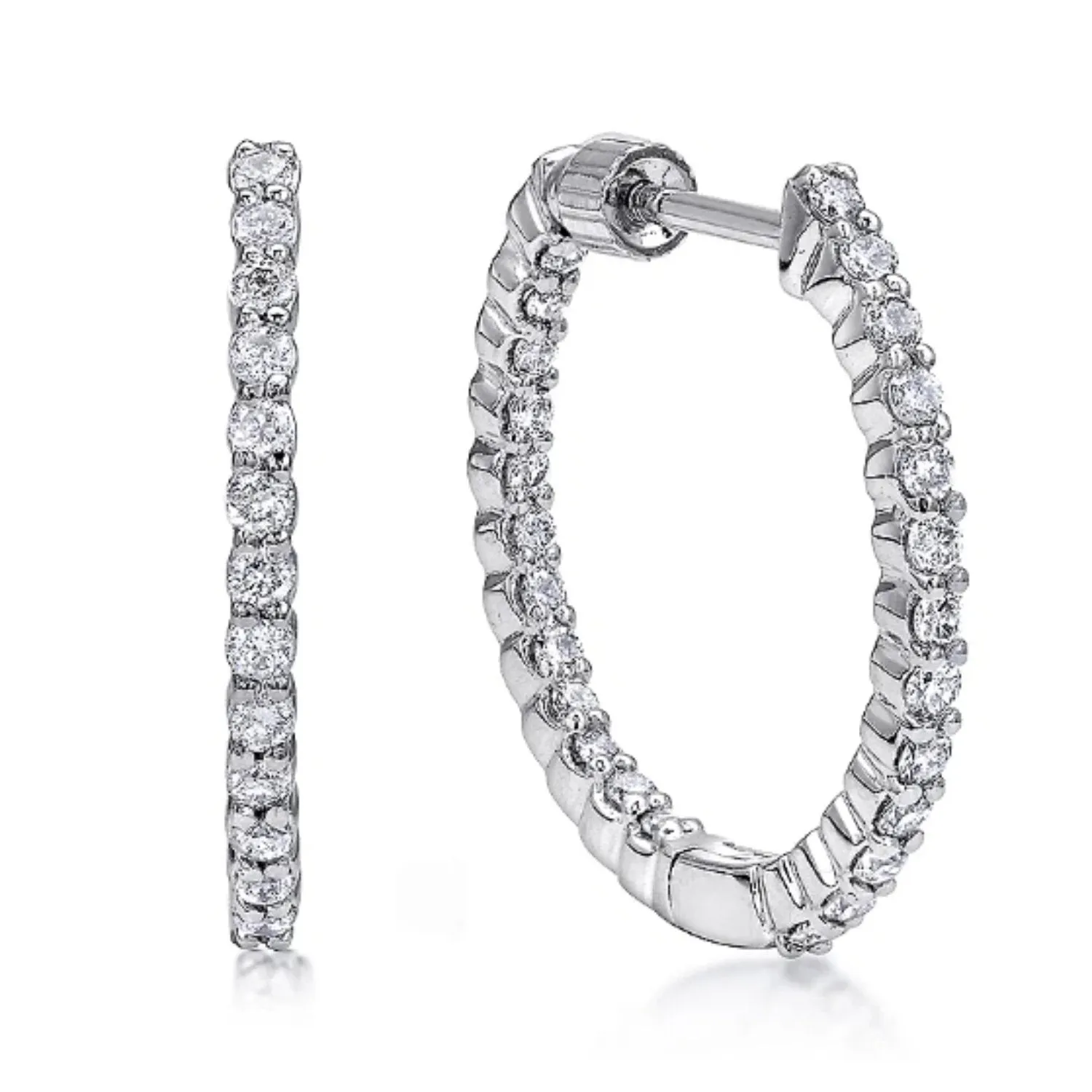 Gabriel & Co. 0.50 Carat "Inside & Out" Diamond Hoop Earrings