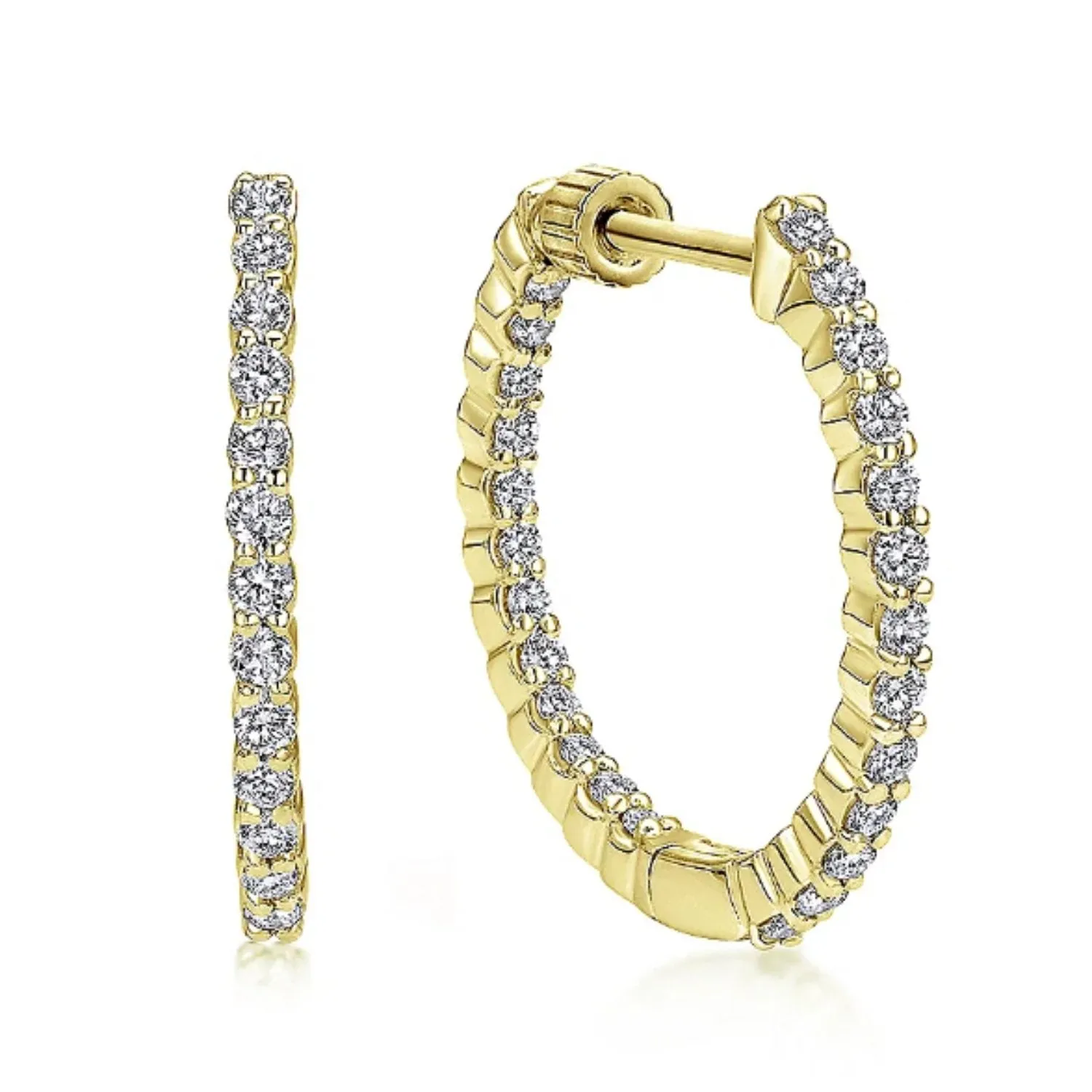 Gabriel & Co. 0.50 Carat "Inside & Out" Diamond Hoop Earrings