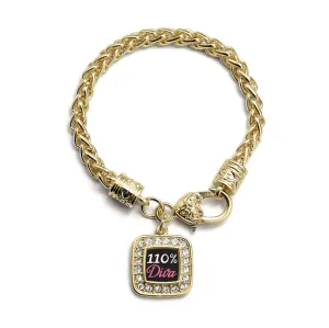 Gold 110% Diva Square Charm Braided Bracelet