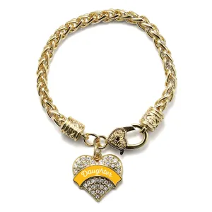 Gold Marigold Daughter Pave Heart Charm Braided Bracelet