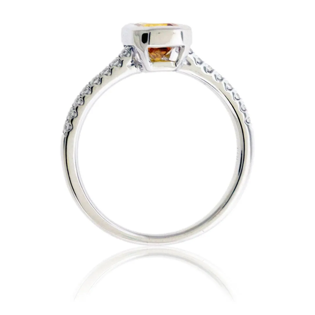 Golden Sapphire & Diamond Accented Ring