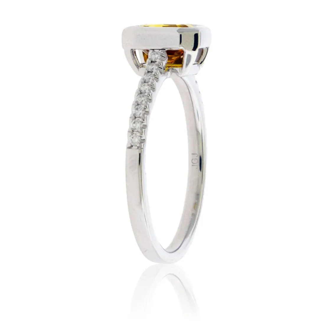 Golden Sapphire & Diamond Accented Ring