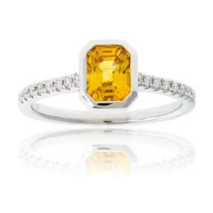 Golden Sapphire & Diamond Accented Ring